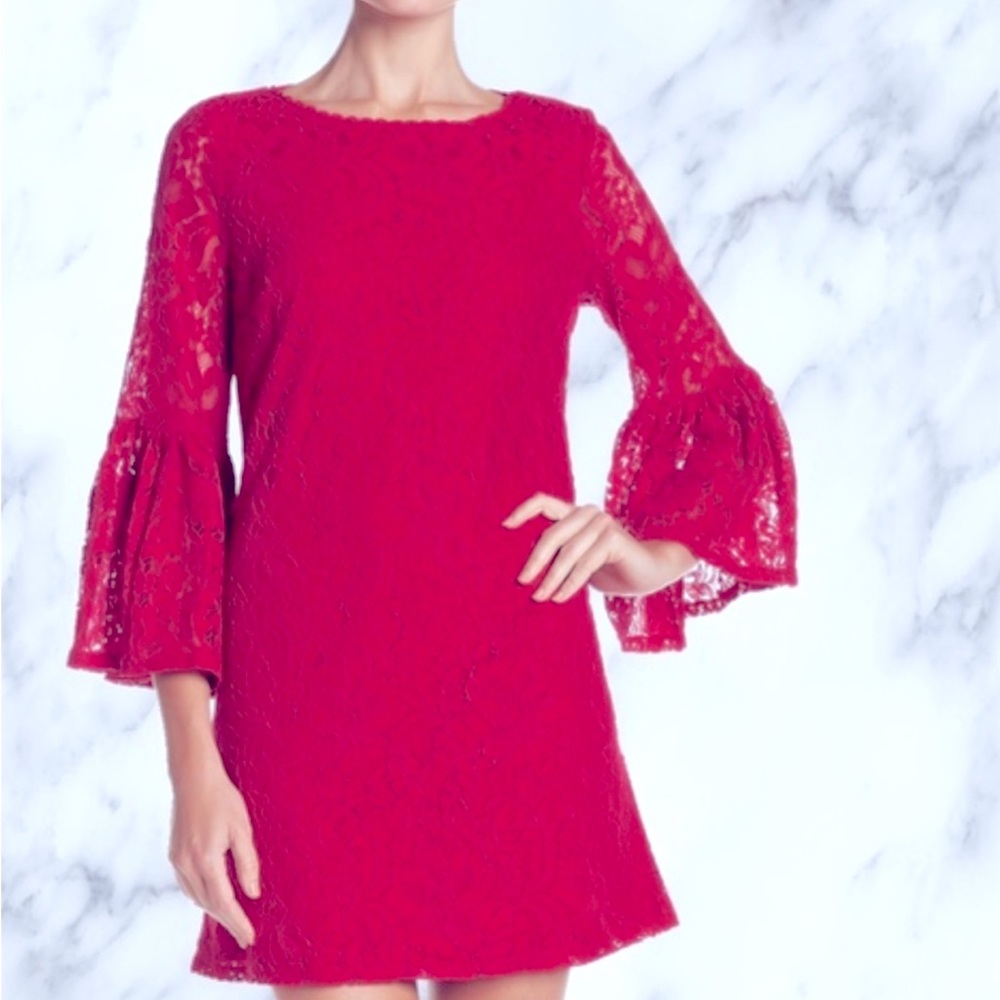 NEW NWT Laundry by Shelli Segal bell sleeve lace dress. Size 12.